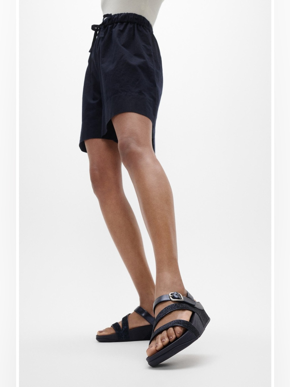 FitFlop Navy Strappy Buckle Sandals glitter dust Z